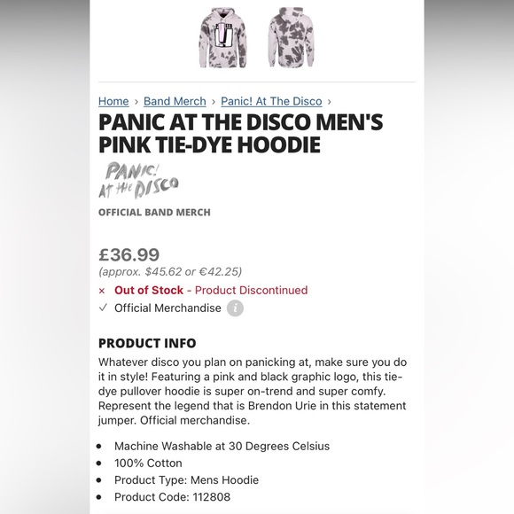 Panic! At The Disco Tie Dye Hoodie - Picture 6 of 6